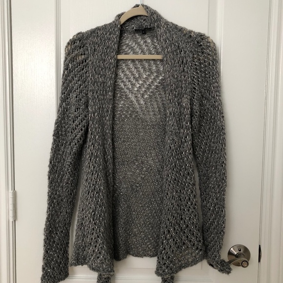 EILEEN FISHER Wool Open Front CARDIGAN gray Petite Large may fit non-petites - Picture 1 of 8